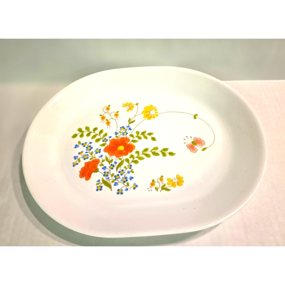 Corelle Wildflower Oval Serving Platter Spring Bouquet 12.25"x10 Vintage Corning